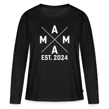 Maman est. 2024 - T-shirt manches longues Premium bio Femme - noir - Devant - Julia (174cm)