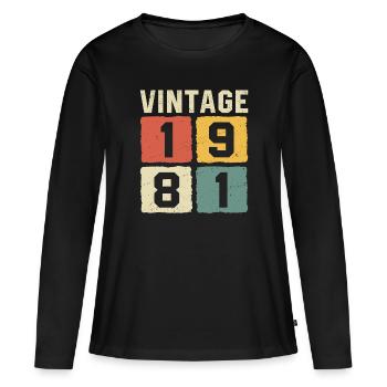 Millésime 1981 Né en 1981 - T-shirt manches longues Premium bio Femme - noir - Devant - Julia (174cm)