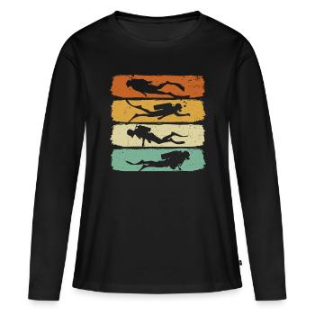 Plongée Rétro Diver Scuba Diver - T-shirt manches longues Premium bio Femme - noir - Devant - Julia (174cm)