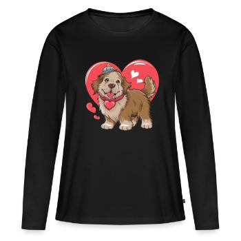 Neufundländer Hund mit großem Herzen - Frauen Premium Bio Langarmshirt - Schwarz - Vorne - Julia (174cm)