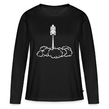 lancement de la navette spatiale - T-shirt manches longues Premium bio Femme - noir - Devant - Julia (174cm)