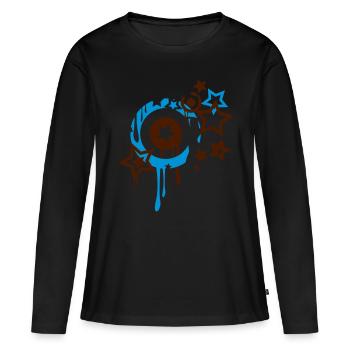 Faire fondre les étoiles et les cercles - T-shirt manches longues Premium bio Femme - noir - Devant - Julia (174cm)