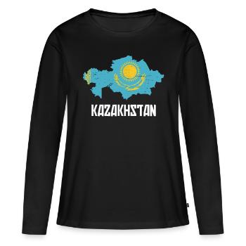 Kazakhstan Graphique - T-shirt manches longues Premium bio Femme - noir - Devant - Julia (174cm)