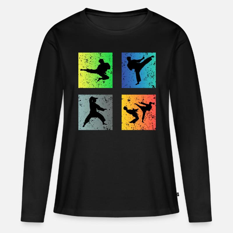 Karate - Frauen Premium Bio Langarmshirt - Schwarz