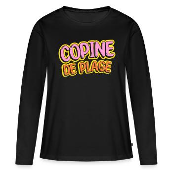 Copine de plage - T-shirt manches longues Premium bio Femme - noir - Devant - Julia (174cm)