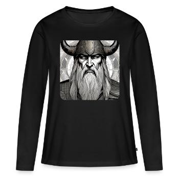 Proud Viking with Horns Helmet - Women's Premium Organic Long Sleeve Shirt - black - Front - Julia (174cm)