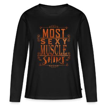 Chemise Muscle la Plus Sexy - T-shirt manches longues Premium bio Femme - noir - Devant - Julia (174cm)