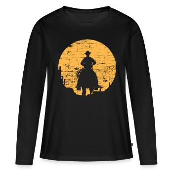 cow-boy - T-shirt manches longues Premium bio Femme - noir - Devant - Julia (174cm)