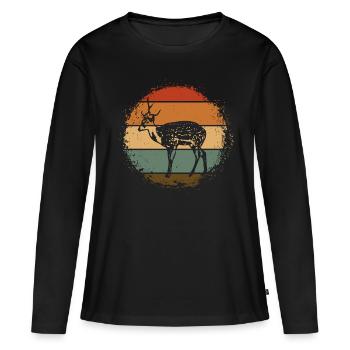 Chevreuil - T-shirt manches longues Premium bio Femme - noir - Devant - Julia (174cm)