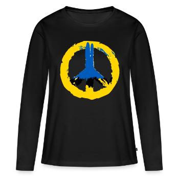 Ukraine Paix - T-shirt manches longues Premium bio Femme - noir - Devant - Julia (174cm)