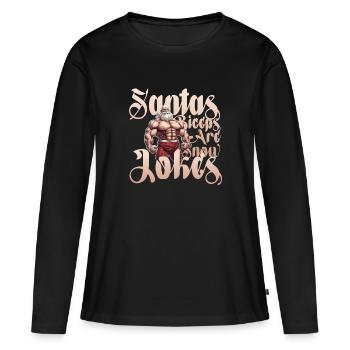Père Noël de fitness avec une quantité brutale de muscles - T-shirt manches longues Premium bio Femme - noir - Devant - Julia (174cm)