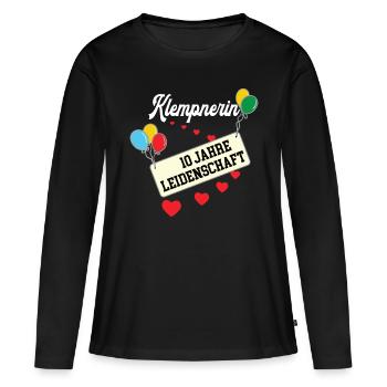 Klempnerin 10 jähriges Jubiläum Klempnerei Jahre - Frauen Premium Bio Langarmshirt - Schwarz - Vorne - Julia (174cm)