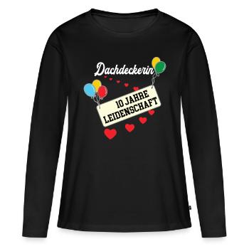 Dachdeckerin 10 jähriges Jubiläum Dachdeckerei 10. - Frauen Premium Bio Langarmshirt - Schwarz - Vorne - Julia (174cm)