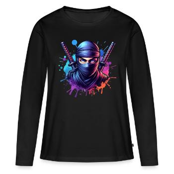 Ninja - T-shirt manches longues Premium bio Femme - noir - Devant - Julia (174cm)