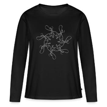 Leyla Nom Nom Mandala - T-shirt manches longues Premium bio Femme - noir - Devant - Julia (174cm)