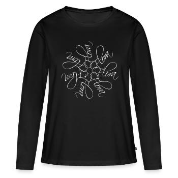 Nom de la flore Mandala - T-shirt manches longues Premium bio Femme - noir - Devant - Julia (174cm)