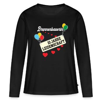 Brunnenbauerin 10 jähriges Jubiläum Brunnenbau - Frauen Premium Bio Langarmshirt - Schwarz - Vorne - Julia (174cm)