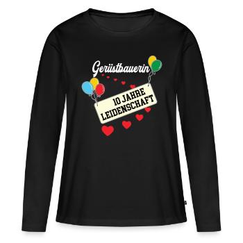 Gerüstbauerin Jubiläum 10 Jahre 10. jähriges Jubi - Frauen Premium Bio Langarmshirt - Schwarz - Vorne - Julia (174cm)