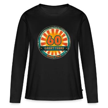 60e anniversaire 1965 - T-shirt manches longues Premium bio Femme - noir - Devant - Julia (174cm)