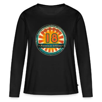 18 Anniversaire 2007 - T-shirt manches longues Premium bio Femme - noir - Devant - Julia (174cm)