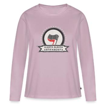ANTIFASCISTA ANTIFA ALERTA ALERTA - Frauen Premium Bio Langarmshirt - Altrosa - Vorne - Julia (174cm)