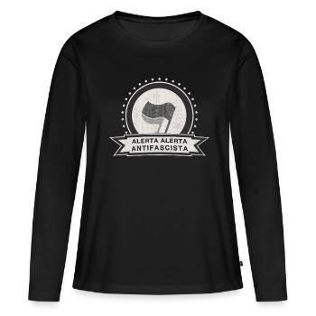 ANTIFA - T-shirt manches longues Premium bio Femme - noir - Devant - Julia (174cm)