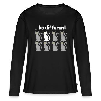 Être différent que chat - T-shirt manches longues Premium bio Femme - noir - Devant - Julia (174cm)