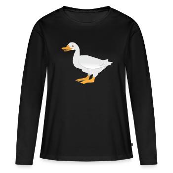 Canard blanc debout - T-shirt manches longues Premium bio Femme - noir - Devant - Julia (174cm)