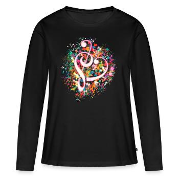 Music Heart Sheet Music Key Dancing Party Festival - Women's Premium Organic Long Sleeve Shirt - black - Front - Julia (174cm)