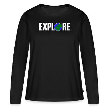 Explore Tour du monde Explorateur aventure cadeau - T-shirt manches longues Premium bio Femme - noir - Devant - Julia (174cm)
