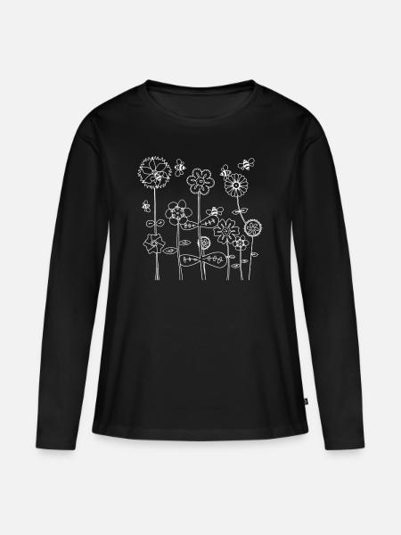 Bienen auf der Suche nach Blütennektar - Frauen Premium Bio Langarmshirt - Schwarz