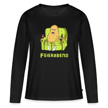 Feierabend. Chillen. Gammeln - Frauen Premium Bio Langarmshirt - Schwarz - Vorne - Julia (174cm)