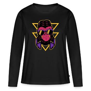 Gorille Cool - T-shirt manches longues Premium bio Femme - noir - Devant - Julia (174cm)
