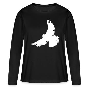 DOVE PAIX PAIX HIPPIE LOVE BRIEFTAUBE - T-shirt manches longues Premium bio Femme - noir - Devant - Julia (174cm)