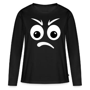 émoticône folle! - T-shirt manches longues Premium bio Femme - noir - Devant - Julia (174cm)