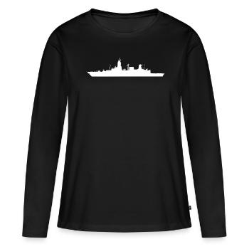 Fregatte Sachsen-Klasse 124 (White) - Frauen Premium Bio Langarmshirt - Schwarz - Vorne - Julia (174cm)