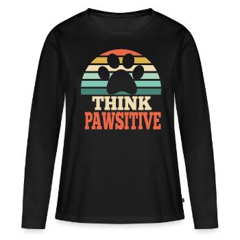 Think Pawsitive Pet Lover Gift - Women's Premium Organic Long Sleeve Shirt - black - Front - Julia (174cm)