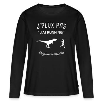 Running drole femme - T-shirt manches longues Premium bio Femme - noir - Devant - Julia (174cm)