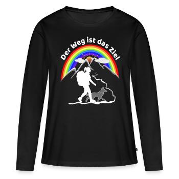 Hund der beste Freund - der Weg ist das Ziel - Frauen Premium Bio Langarmshirt - Schwarz - Vorne - Julia (174cm)