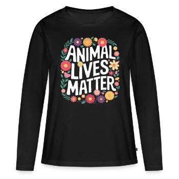 Végétarien Végétalien Végétarien Végétarien - T-shirt manches longues Premium bio Femme - noir - Devant - Julia (174cm)