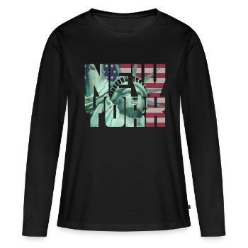 New York Statue de la Liberté Liberty USA flag flag - T-shirt manches longues Premium bio Femme - noir - Devant - Julia (174cm)