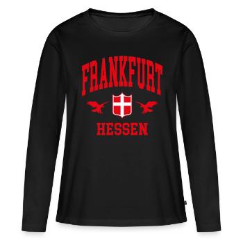 Francfort - T-shirt manches longues Premium bio Femme - noir - Devant - Julia (174cm)
