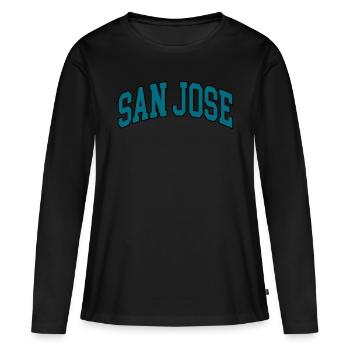 San José - T-shirt manches longues Premium bio Femme - noir - Devant - Julia (174cm)