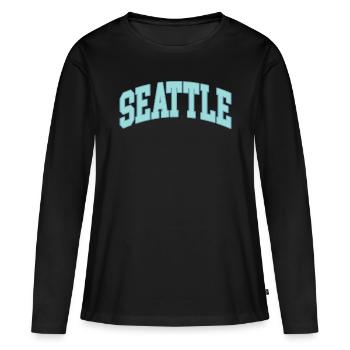Seattle - T-shirt manches longues Premium bio Femme - noir - Devant - Julia (174cm)