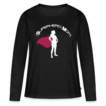 Superhero Held Superheldin Mama Muttertag Mutter - Frauen Premium Bio Langarmshirt - Schwarz - Vorne - Julia (174cm)