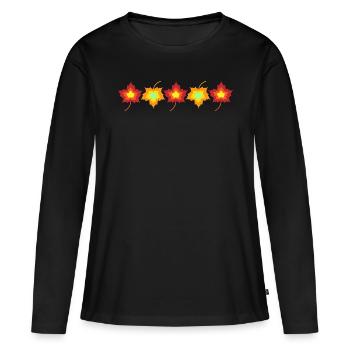 Feuilles d'érable colorées - T-shirt manches longues Premium bio Femme - noir - Devant - Julia (174cm)