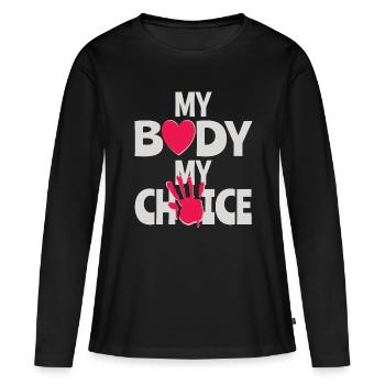 Mon corps Ma décision - T-shirt manches longues Premium bio Femme - noir - Devant - Julia (174cm)