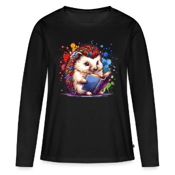 Lire Hérisson - T-shirt manches longues Premium bio Femme - noir - Devant - Julia (174cm)