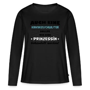Krankenschwester - Prinzessin - Frauen Premium Bio Langarmshirt - Schwarz - Vorne - Julia (174cm)