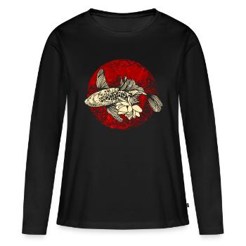 Koi vis Japan kunst - Vrouwen Premium Bio shirt met lange mouwen - zwart - Voor - Julia (174cm)